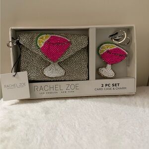 NWT Rachel Zoe Beaded Card Case and Charm Set